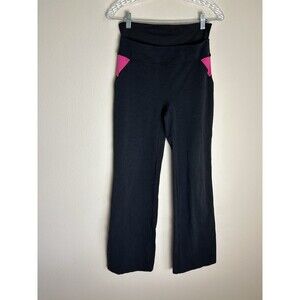 SPANX BLACK BAGEL BUSTER DOUBLE LAYER WAISTBAND FLARE LEGGINGS SZ L Slim X